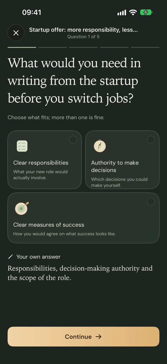 First follow-up question with answers to tap