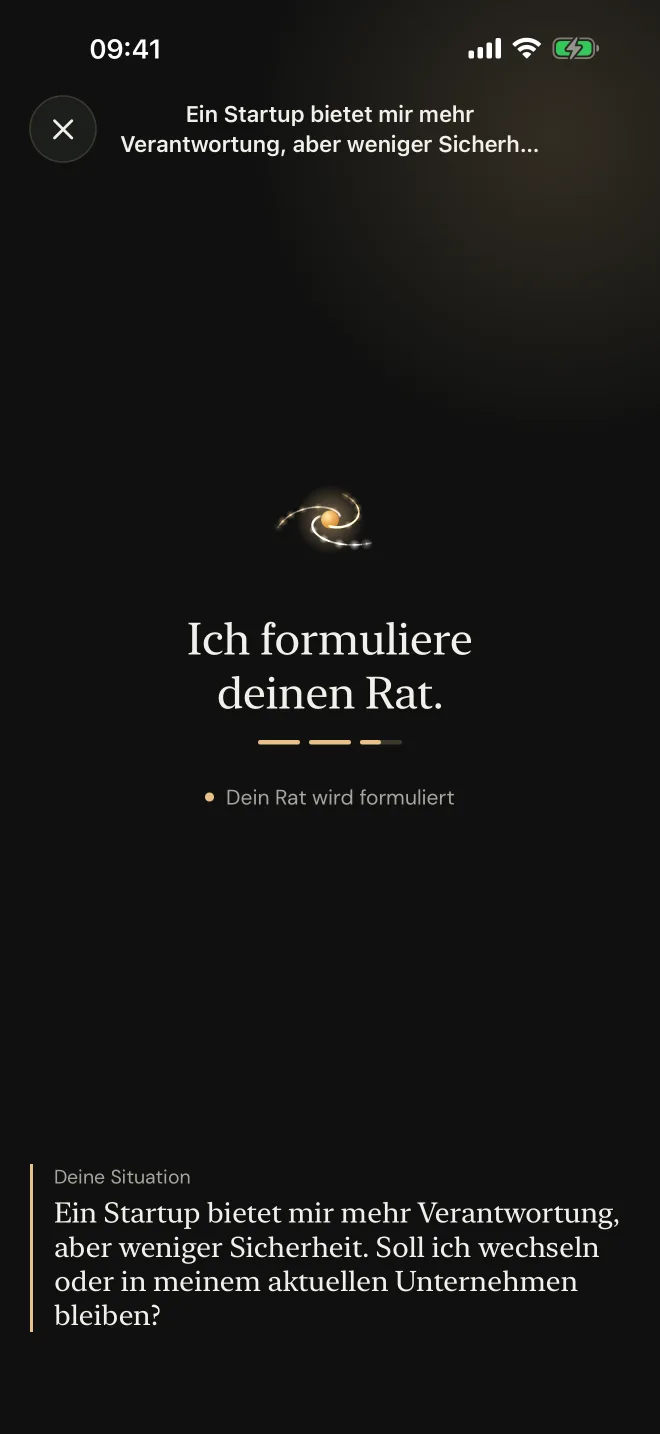 instin denkt nach: „Ich formuliere deinen Rat.“